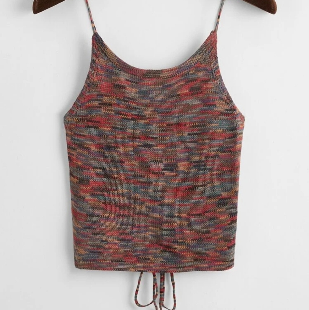 Lace up Backless Space Dye Knit Crop Top